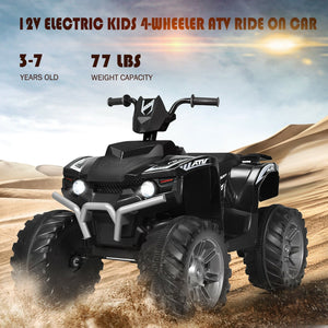12V Kids Ride on ATV with LED Lights and Treaded Tires and LED lights-Black view 8