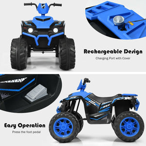 12V Kids Ride on ATV with LED Lights and Treaded Tires and LED lights-Navy view 8