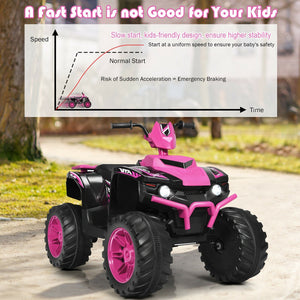 12V Kids Ride on ATV with LED Lights and Treaded Tires and LED lights-Pink view 7