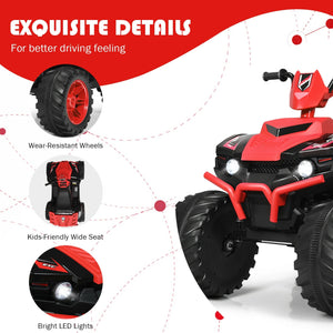 12V Kids Ride on ATV with LED Lights and Treaded Tires and LED lights-Red view 8