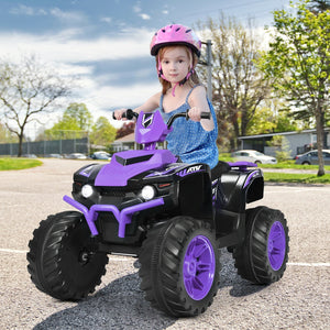 12V Kids Ride on ATV with LED Lights and Treaded Tires and LED lights-Purple view 2