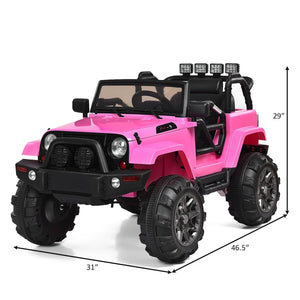 12V Kids Remote Control Riding Truck Car with LED Lights-Pink view 5