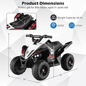 12V Kids Ride On ATV 4-Wheeler Quad with LED Lights and 7 mph Max Speed-Black view 5