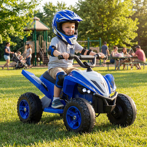 12V Kids Ride On ATV 4-Wheeler Quad with LED Lights and 7 mph Max Speed-Navy view 3