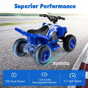 12V Kids Ride On ATV 4-Wheeler Quad with LED Lights and 7 mph Max Speed-Navy view 7