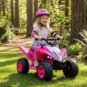 12V Kids Ride On ATV 4-Wheeler Quad with LED Lights and 7 mph Max Speed-Pink view 3