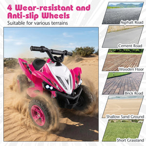 12V Kids Ride On ATV 4-Wheeler Quad with LED Lights and 7 mph Max Speed-Pink view 9