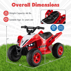 12V Kids Ride On ATV 4-Wheeler Quad with LED Lights and 7 mph Max Speed-Red view 5