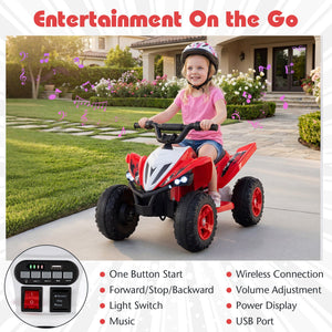 12V Kids Ride On ATV 4-Wheeler Quad with LED Lights and 7 mph Max Speed-Red view 6