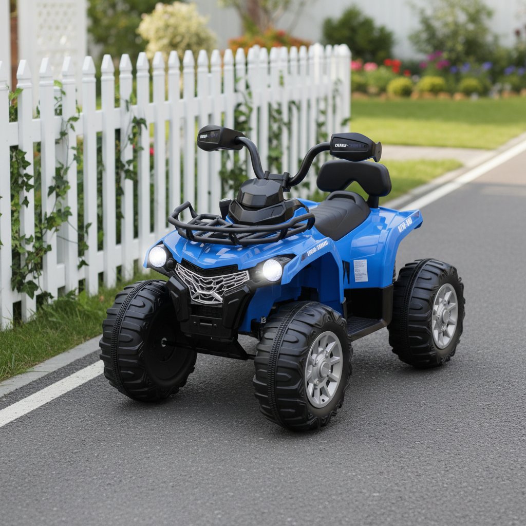 12V Kids Ride On ATV 4 Wheeler with MP3 and Headlights-Blue view 2