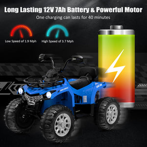 12V Kids Ride On ATV 4 Wheeler with MP3 and Headlights-Blue view 6