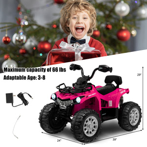12V Kids Ride On ATV 4 Wheeler with MP3 and Headlights-Pink view 4
