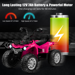 12V Kids Ride On ATV 4 Wheeler with MP3 and Headlights-Pink view 6