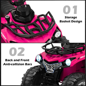 12V Kids Ride On ATV 4 Wheeler with MP3 and Headlights-Pink view 7