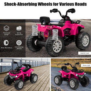 12V Kids Ride On ATV 4 Wheeler with MP3 and Headlights-Pink view 8