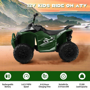12V Kids Ride On ATV with High/Low Speed and Comfortable Seat-Army Green view 6