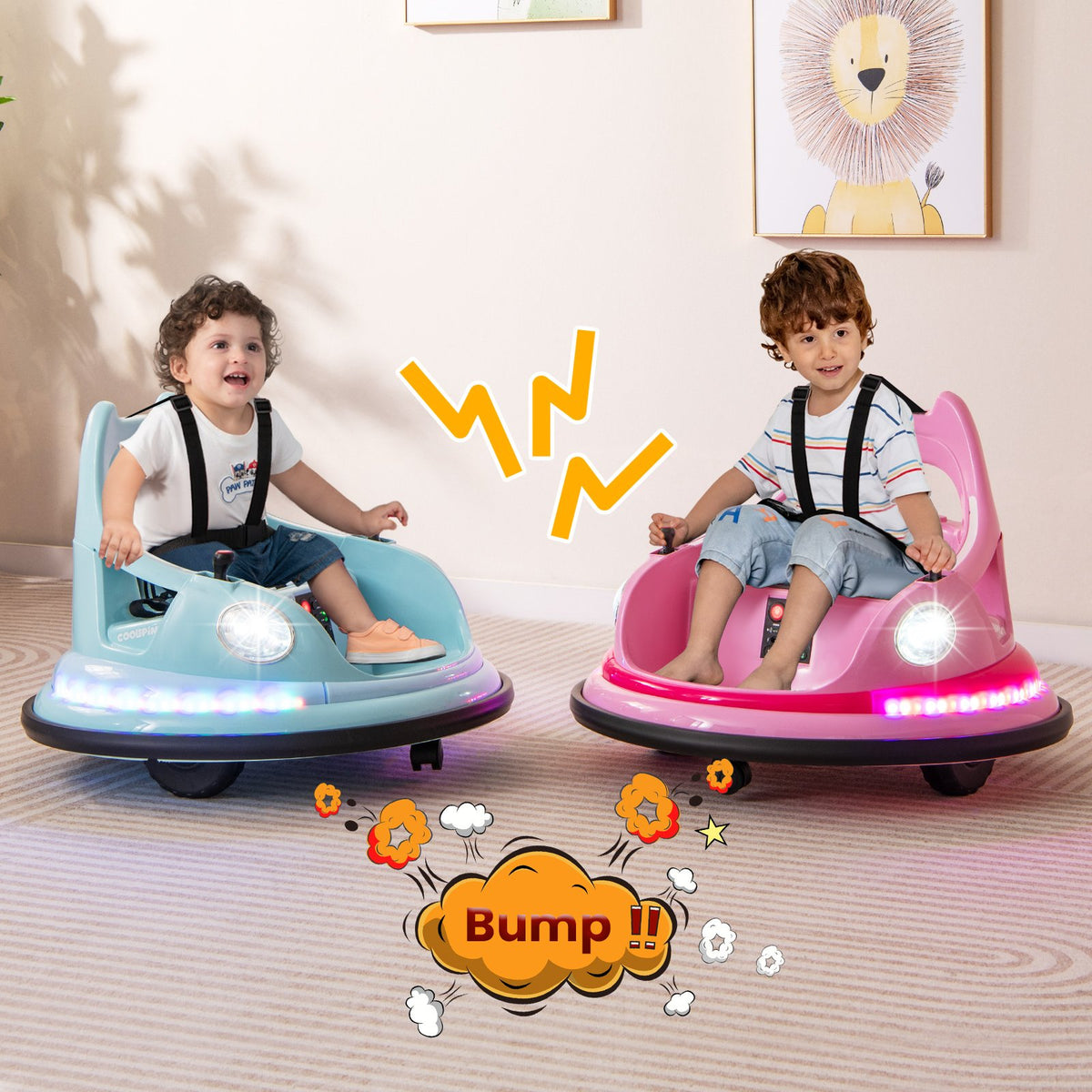 12V Kids Ride On Bumper Car with Remote Control and Dual Joysticks-Blue view 2