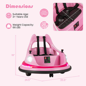 12V Kids Ride On Bumper Car with Remote Control and Dual Joysticks-Pink view 5