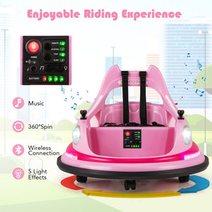 12V Kids Ride On Bumper Car with Remote Control and Dual Joysticks-Pink view 9