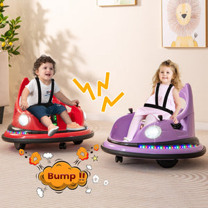 12V Kids Ride On Bumper Car with Remote Control and Dual Joysticks-Purple view 2