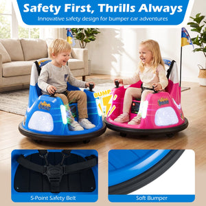 12V Kids Ride On Bumper Car with Remote Control and Flashing Lights-Blue view 9