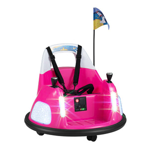 12V Kids Ride On Bumper Car with Remote Control and Flashing Lights-Pink