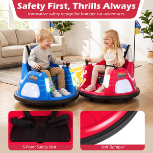 12V Kids Ride On Bumper Car with Remote Control and Flashing Lights-Red view 9
