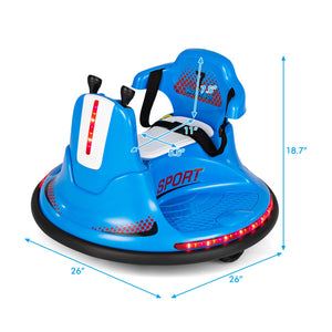 12V Kids Ride On Bumper Car with Remote Control Lights and Music-Blue view 4