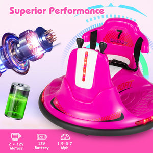 12V Kids Ride On Bumper Car with Remote Control Lights and Music-Pink view 5