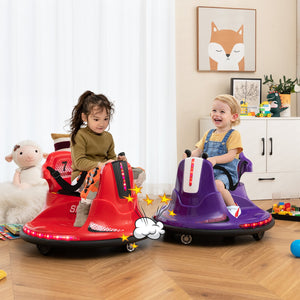 12V Kids Ride On Bumper Car with Remote Control Lights and Music-Purple view 2