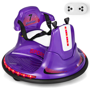 12V Kids Ride On Bumper Car with Remote Control Lights and Music-Purple view 4