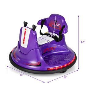 12V Kids Ride On Bumper Car with Remote Control Lights and Music-Purple view 5