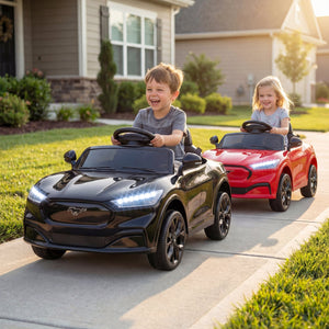 12V Kids Ride on Car Licensed Ford Mach E with Parent Control and Horn-Black view 2