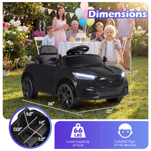 12V Kids Ride on Car Licensed Ford Mach E with Parent Control and Horn-Black view 4