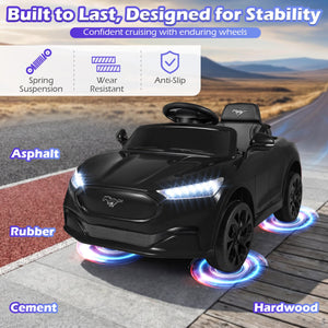 12V Kids Ride on Car Licensed Ford Mach E with Parent Control and Horn-Black view 7