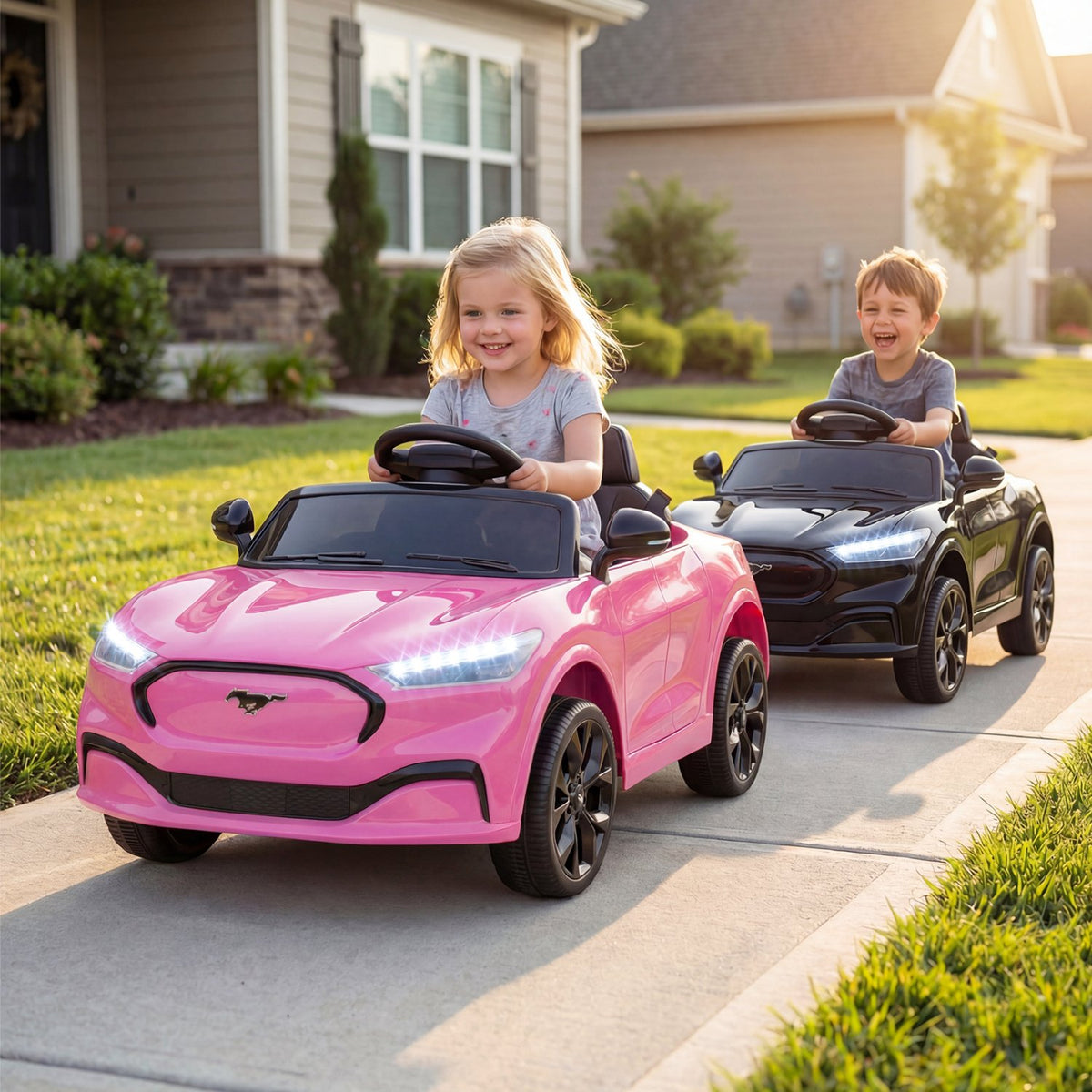12V Kids Ride on Car Licensed Ford Mach E with Parent Control and Horn-Pink view 2