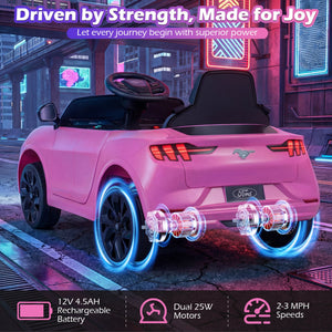 12V Kids Ride on Car Licensed Ford Mach E with Parent Control and Horn-Pink view 8