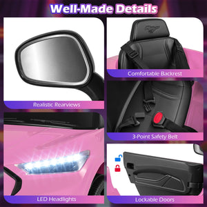 12V Kids Ride on Car Licensed Ford Mach E with Parent Control and Horn-Pink view 9