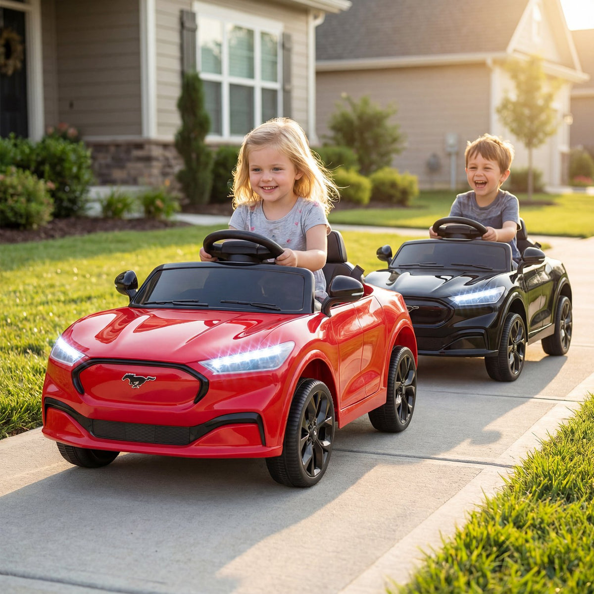 12V Kids Ride on Car Licensed Ford Mach E with Parent Control and Horn-Red view 2