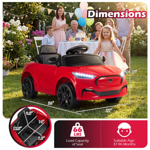 12V Kids Ride on Car Licensed Ford Mach E with Parent Control and Horn-Red view 4
