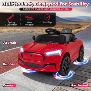 12V Kids Ride on Car Licensed Ford Mach E with Parent Control and Horn-Red view 7