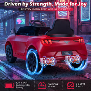 12V Kids Ride on Car Licensed Ford Mach E with Parent Control and Horn-Red view 8