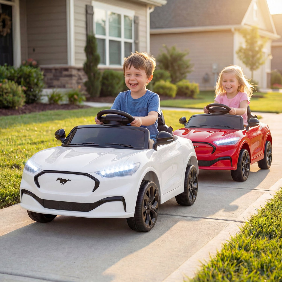 12V Kids Ride on Car Licensed Ford Mach E with Parent Control and Horn-White view 2