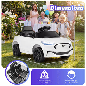 12V Kids Ride on Car Licensed Ford Mach E with Parent Control and Horn-White view 4