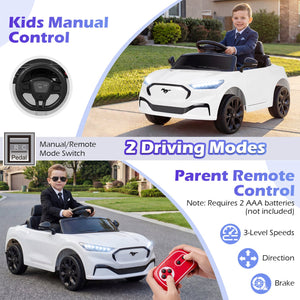 12V Kids Ride on Car Licensed Ford Mach E with Parent Control and Horn-White view 5