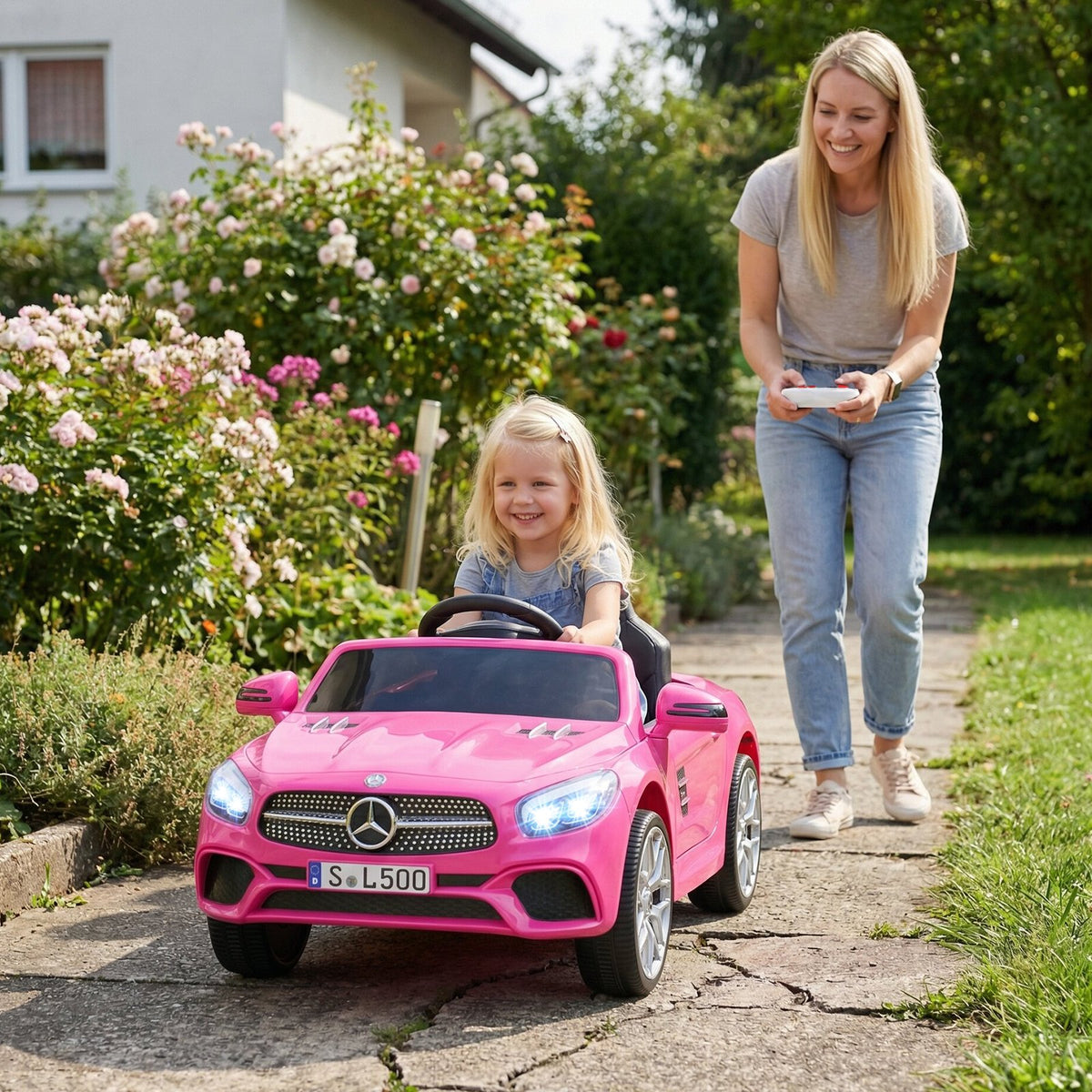 12V Kids Ride on Car Licensed Mercedes-Benz with Remote and Music-Pink view 2