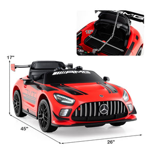 12V Kids Ride-On Car Mercedes-AMG GT3 Licensed with Adjustable Speed-Red view 4
