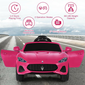 12V Kids Ride-On Car with Remote Control and Lights-Pink view 3