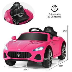 12V Kids Ride-On Car with Remote Control and Lights-Pink view 4