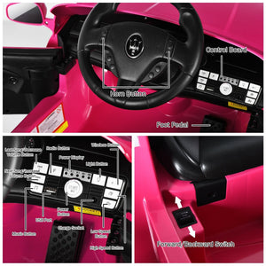 12V Kids Ride-On Car with Remote Control and Lights-Pink view 5